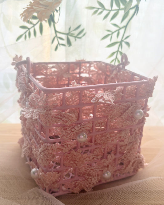 Pink Lacey Basket